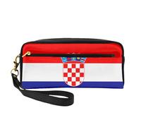 ZQYTGFDC Borsa da trucco portatile in pelle con bandiera spagnola, astuccio per matite estetiche per donne, astuccio per trucco, Bandiera della Repubblica di Croazia, taglia unica