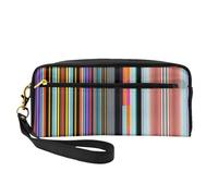 ZQYTGFDC Borsa da trucco portatile in pelle con piante grasse in stile cartone animato, astuccio per matite estetiche per donne, astuccio per trucco, Linee verticali irregolari, taglia unica