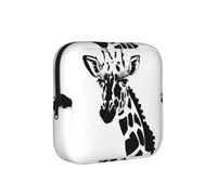 ZQYTGFDC Borsa igienica femminile con giraffa bianca e nera, capacità di 6 10 cuscinetti, piccolo organizer per borsa, valigia, regalo per ragazze e donne