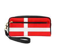ZQYTGFDC Borsa per il trucco portatile in pelle con aquila patriottica con bandiera degli Stati Uniti, astuccio per matite estetiche per donne, astuccio per trucco, Bandiera danese della Danimarca