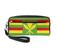 ZQYTGFDC Borsa per il trucco portatile in pelle con aquila patriottica con bandiera degli Stati Uniti, astuccio per matite estetiche per donne, astuccio per trucco, Bandiera nativa hawaiana, taglia
