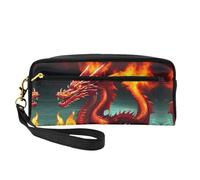ZQYTGFDC Borsa per trucchi portatile in pelle con orso marrone che cammina per matite estetiche per donne, astuccio per trucco, Re Drago in Fuoco, taglia unica