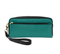 ZQYTGFDC Borsa per trucco portatile in pelle bianca con rosa dell'amore, astuccio per matite estetiche da donna, astuccio per trucco, Verde scuro tinta unita, taglia unica