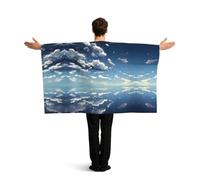 ZQYTGFDC Cielo blu e nuvole bianche Poncho con maniche per libertà di movimento, ideale per feste di guardia e celebrazioni