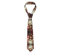 ZQYTGFDC Cravatta reversibile da uomo con tartarughe che nuotano nel buio, con due motivi, occasioni formali e lavorative, Bradipo seduto su un'altalena vicino alle rose, Taglia unica