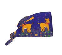 ZQYTGFDC Cuffia da lavoro con fascia tergisudore, per donne e uomini, regolabile, per pulizia e lavoro, cappelli chirurgici da infermiere, Sputare Lingua Cartone Animato Cane, Taglia unica