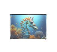 ZQYTGFDC Deep Sea Whales - Organizer da donna, con cerniera, 22 x 16,5 cm, piccolo organizer per articoli da toeletta per San Valentino, amici, fidanzate, Cavalluccio marino blu, One Size