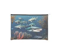 ZQYTGFDC Deep Sea Whales - Organizer da donna, con cerniera, 22 x 16,5 cm, piccolo organizer per articoli da toeletta per San Valentino, amici, fidanzate, Squali sotto il mare, One Size