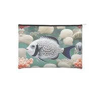 ZQYTGFDC Deep Sea Whales - Organizer da donna, con cerniera, 22 x 16,5 cm, piccolo organizer per articoli da toeletta per San Valentino, amici, fidanzate, Pesce tropicale bianco, One Size