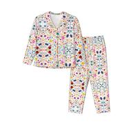 ZQYTGFDC Happy Birthday Sfondo Donna Pigiama Set Manica Lunga Pjs Pantaloni con Tasca Sleepwear Nightwear Lounge Set, Nero, S