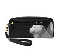 ZQYTGFDC Lizard - Astuccio in pelle portatile per trucchi e matite, da donna, per trucchi, Gatto bianco guardando in lontananza, taglia unica