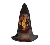 ZQYTGFDC Mantello con cappuccio per adolescenti con fiori e lanterna di zucca per costumi cosplay di Halloween