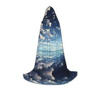 ZQYTGFDC Nuvole bianche sopra il mare S Capo con cappuccio per adolescentiMantello Con Per Halloween Cosplay Costumi