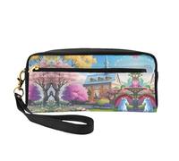 ZQYTGFDC Octagon Building - Astuccio per trucchi in pelle, portatile, per donne, astuccio per trucchi, Fiaba Unicorno, taglia unica