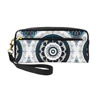 ZQYTGFDC Octagon Building - Astuccio per trucchi in pelle, portatile, per donne, astuccio per trucchi, Totem Rotondo Bianco e Nero, taglia unica