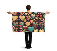 ZQYTGFDC Poncho con maniche a cuori colorati per libertà di movimento, ideale per feste di guardia e celebrazioni