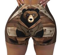 ZQYTGFDC Rustic Lodge Bear - Pantaloncini da donna a vita alta, per yoga, corsa, palestra e allenamento, Nero , XXL
