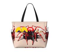 ZQYTGFDC Simpatico piccolo ragno rosso Borsa da viaggio impermeabile a rete a nido d'ape, multi-tasca grande capacità, pratica e durevole