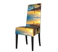 ZQYTGFDC Sunset in Barcelona Coprisedia per sala da pranzo Coprisedia Protezioni per sedie per feste Protezione per animali domestici Universale in morbido poliestere