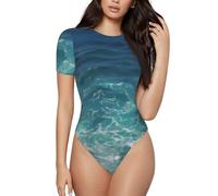 ZQYTGFDC The Deep Ocean Neck Body da donna a maniche corte Body Suits Basic Top Camicia casual, Nero , S