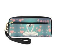 ZQYTGFDC The Swan in Love, borsa per il trucco portatile in pelle, astuccio estetico per matite da donna, astuccio per trucchi, Il cigno innamorato, taglia unica