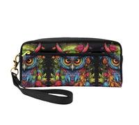 ZQYTGFDC The wolf with blue eyes - Borsa per il trucco portatile in pelle per donne, astuccio per trucchi, Civetta Rosetta, taglia unica