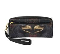 ZQYTGFDC The wolf with blue eyes - Borsa per il trucco portatile in pelle per donne, astuccio per trucchi, Aquila reale, taglia unica