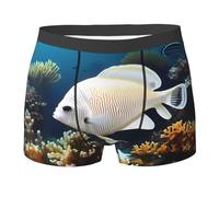 ZQYTGFDC White-golden fish - Boxer da uomo elasticizzati ad alte prestazioni, traspirante, boxer da uomo, Nero , M Short
