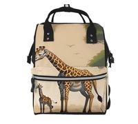 ZQYTGFDC Zaino multifunzionale per pannolini con bandiera danese della Danimarca, grande capacità, con mamma e papà, per viaggi e uso quotidiano, Giraffa madre e bambino, Taglia unica