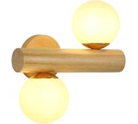 ZR98US 2-Lamps Lamp, Wood Sconces 3-Color Dimmable Wall Mounted Light for Living Room Corridor Bedroom Bedside
