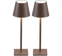 ZR98US 2-Pack Table Lamp, Portable Battery Powered, 3-Color Stepless Dimming, Suitable for Living Room, Dormitory, Office (RGB Nero-2)
