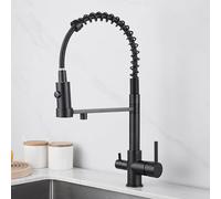 ZR98US 3 Way Kitchen Sink Tap - Chrome Dual Lever Mixer with Pull out Filter - Versatile Kitchen Faucet for Easy Drinking Water Access & Optimal Functionality