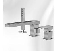 ZR98US Bath Mixer Taps with Shower, 3 Hole Tub, ° Swivel Spout, Single Lever Waterfall - Deck-Mounted Bathroom Faucet for Enhanced Water Flow