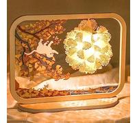 ZR98US Bedside Table Lamps for Bedroom 3D Light And Shadow Three-Dimensional Paper Carving Lamp, Creative Desk Lamp(Color:B,Size:)