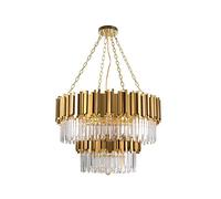 ZR98US Ceiling for Dining Room, Art Chandelier,Wroug Iron Plating During Lig Fixture,Round, Double Layer Chandelier-Lig Luxury Gold Crystal