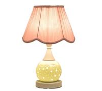 ZR98US Ceramica Tessuto Paralume Base in Ferro a Doppia Spia Lampada Comodino Camera Letto lampade da Tavolo per Soggiorno (Colore: Rosa, Dimensioni: Butto