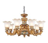 ZR98US Chandelier 3-8-9-Lights European Living Rurald Glass Hanging Light Dining Room Ceiling Lamp Restaurants Hallway Droplight Lightin/6+3Lights