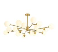 ZR98US Chandelier Magic Bean Molecular Pendant Light Brushed Brass Metal Luxury Sputnik Chandeliers Globe Glass Hanging Ceiling Fixture for Farmhouse Living Room Kitchen Isla