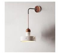 ZR98US Concrete Wood Lamps, Indoor Round Fixtures Adjustable Wire Wall Lantern for Bathroom Bedroom