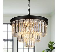 ZR98US Crystal 24”/60Cm Round Dining 12 Ceiling Pendant Light Fixture Raindrop Luxury Gold Flush Mount Chandelier for Entryway Living Room