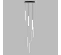 ZR98US Dimmable Chandelier High Ceilings Remote Control Entryway Farmhouse Black White Linear Pendant Light Ceiling Hanging Lamp for Staircase Living Room Hall