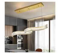 ZR98US Dining Room Dimmable Pendant Lights Gold/Chrome Wave Steel K9 Crystal Luminarias Adjustable Hanging Lamp, Chandelier