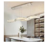ZR98US Dining Room Dimmable Pendant Lights Gold/Chrome Wave Steel K9 Crystal Luminarias Adjustable Hanging Lamp, Chandelier
