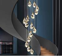 ZR98US Duplex Building Large Minimalist Crystal Villa Lamp Rotating Luxury Loft Home Hotel Long Chandelier Decor Pendant Light