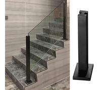 ZR98US External Railing for 10-12mm Thick Glass, Terrace Channels for Patio Transparent View Panels Railing/Guard, Black Square Metal Faucet Clamps for Glass