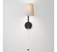 ZR98US Fabric Shade Mounted Lights, Long Slim STEM for Bedroom Living Room Wall Lamp(Black)