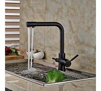 ZR98US Faucet with 3 Way Water Filter Black Oil Polished Brass with 2 Lever Faucet for Kitchen Sink