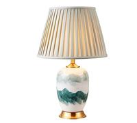 ZR98US for lampsModern Glazed Glaze New Chinese -Style all -Copper Ceramic Table Lamp Bedroom Bedside Lamp(Color:A,Size:Button)