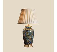 ZR98US for Table lampsRetro -Style Ceramic Desk Lamp New Chinese Light Luxury Bedroom Bedside Lamp(Color:B,Size:Button)