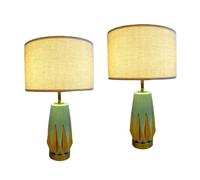 ZR98US Geometric Green Ceramic Table Lamp Set, Bedroom & Living Room Furniture, Compatible with Coffee And Bedside Tables